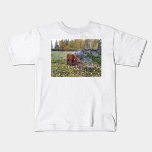 Scottish Highland Cattle Calf 1563 Kids T-Shirt